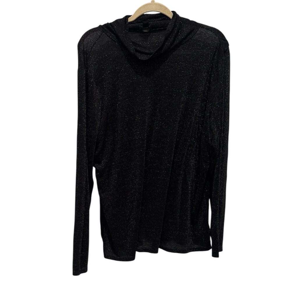 Worthington Black Sparkle Cowl Neck Size XXL
